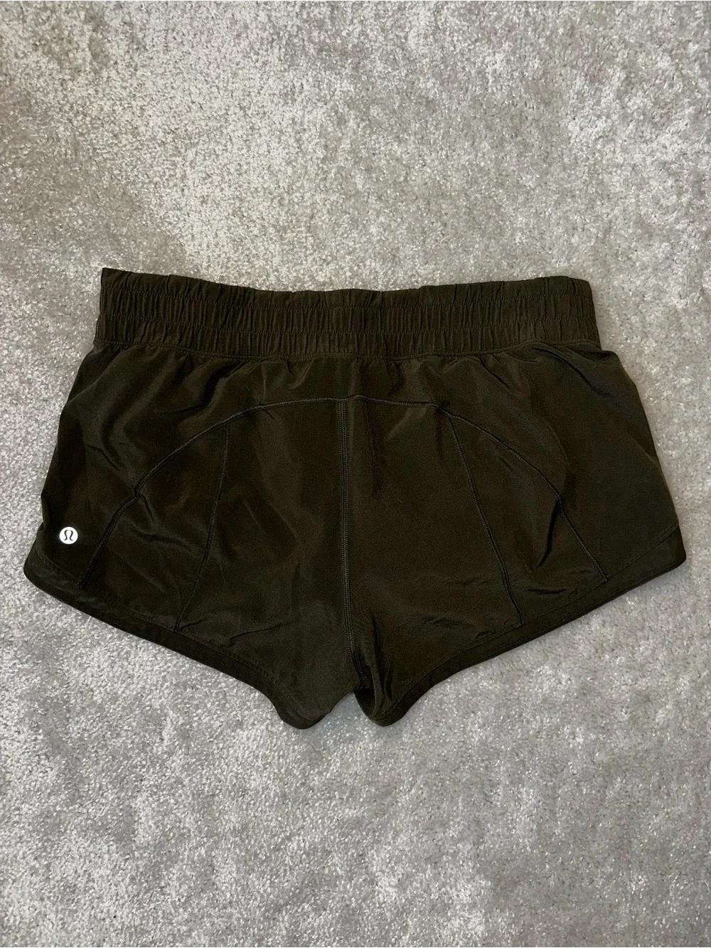 lululemon athletica Dark Olive Women's Athletic Shorts with Reflective Trim